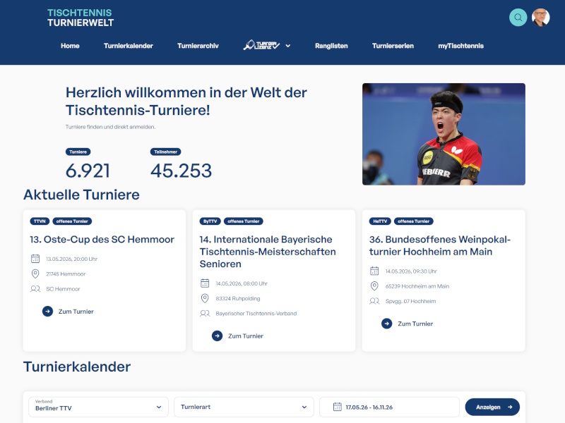 Start der DTTB-Turnierwelt Mai 2026