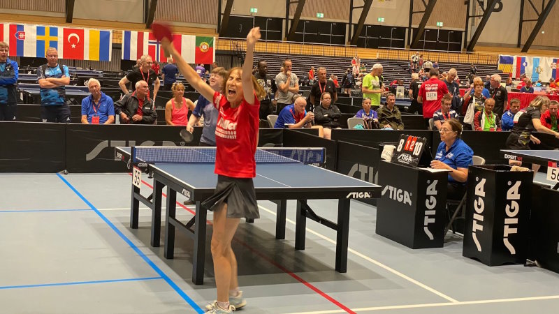 Freude bei Petra nach dem Einzug ins Consolation-Finale